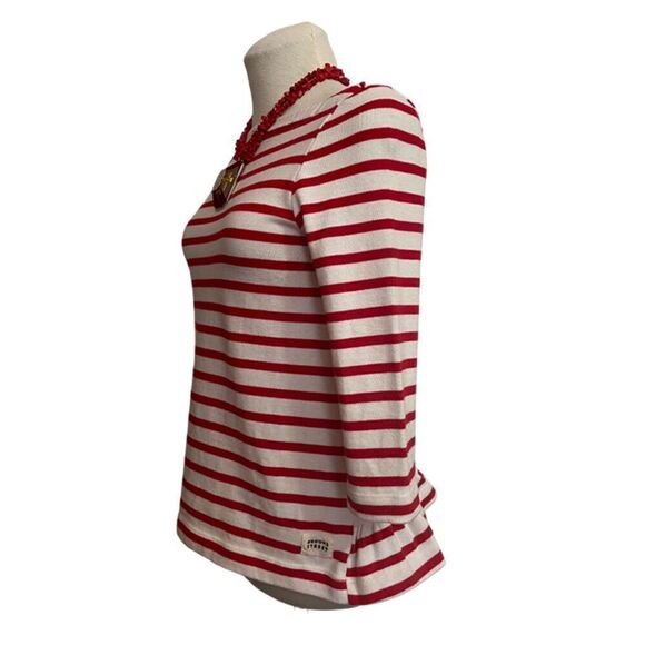 Kate Spade Broome Street Red & White Striped Ruffle Top Size XS - Picture 1 of 9